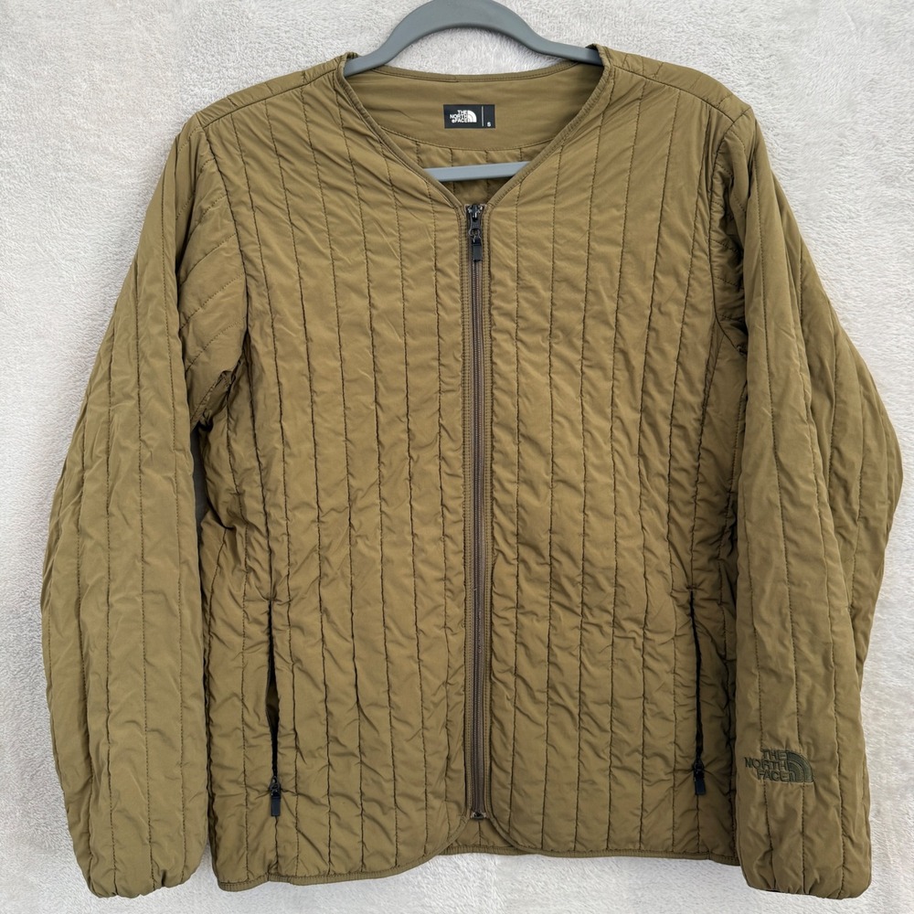 The North Face Vertical Quilted Jacket Olive TRANSIT CARDIGAN Nylon Khaki Small